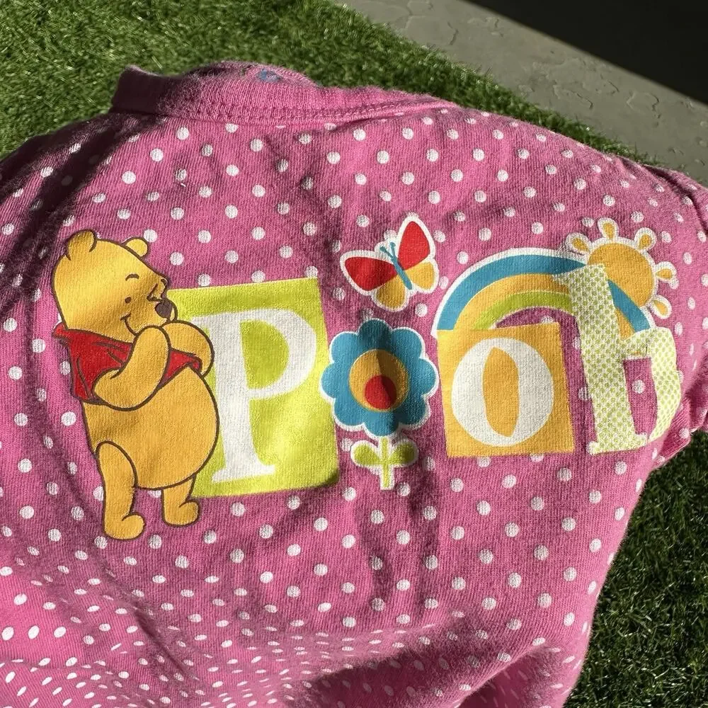 Vintage Y2K Winnie the Pooh Baby Size 18 Months One Piece‎ Romper Pink Polka Dot